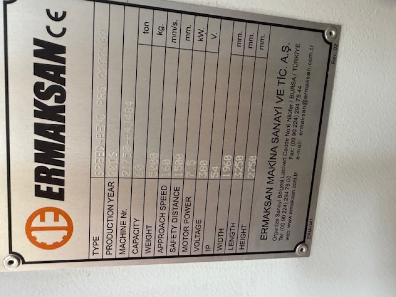 ERMAKSAN SPEED BEND PRO 2100X60  2016