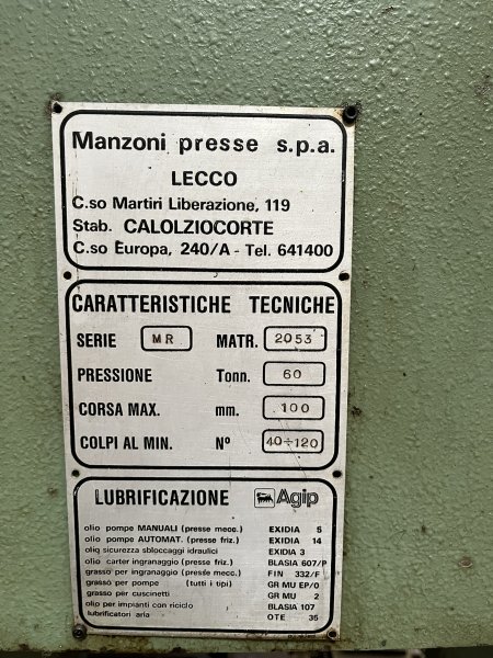 MANZONI PRESSE SPA Serie MR - 60 Ton 