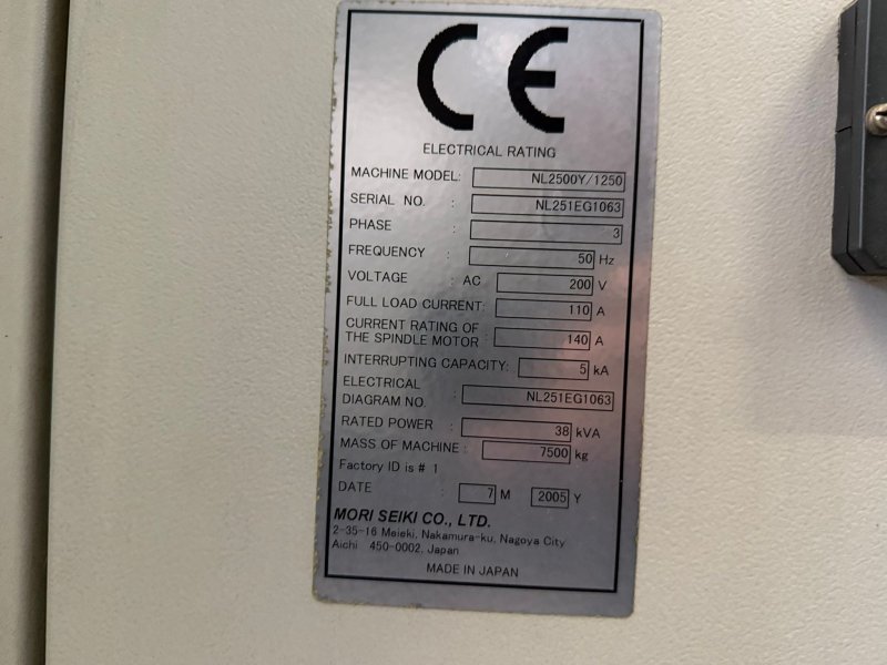 MORI SEIKI NL 2500 Y - 1250 